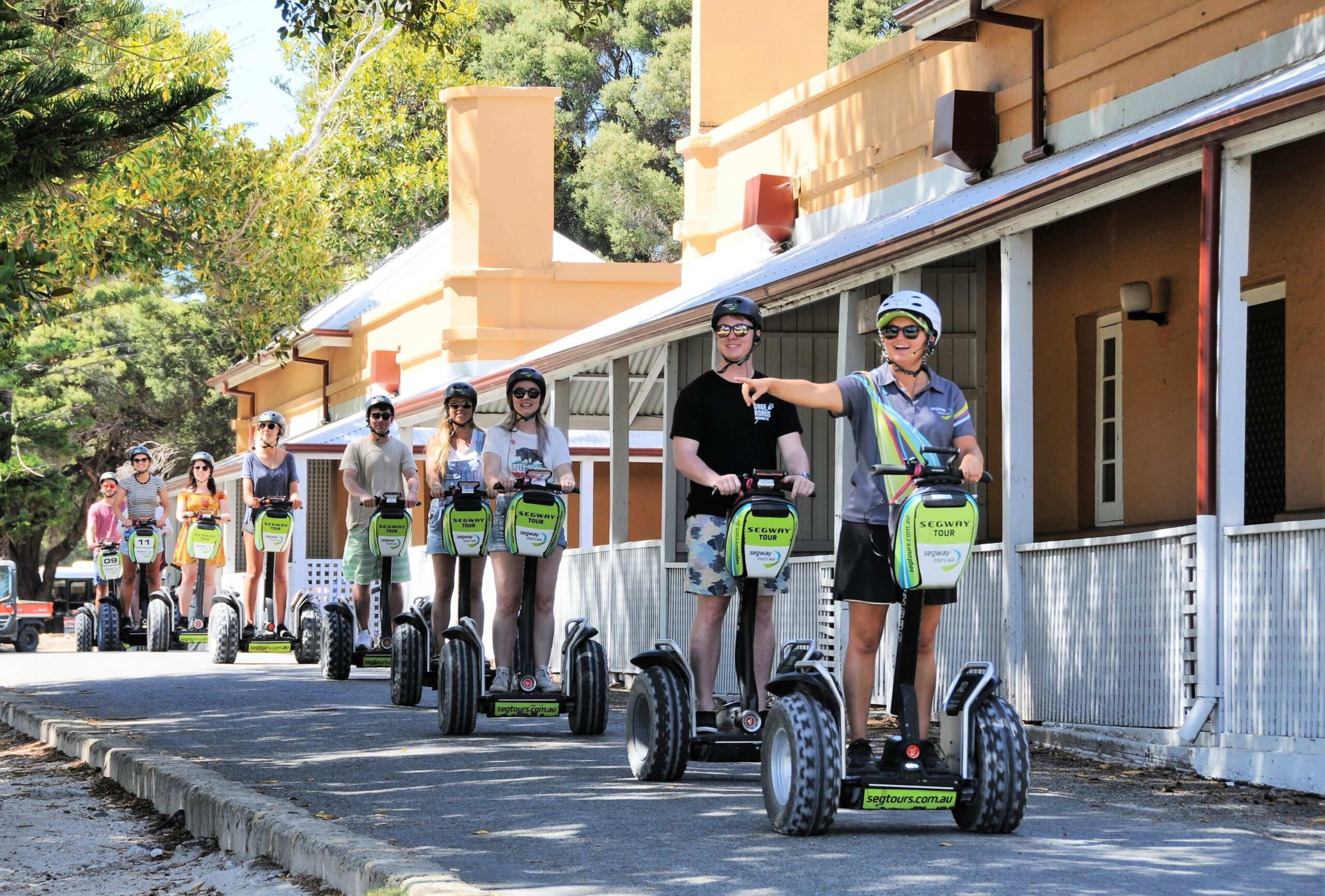 Guests riding Segways on the Settlement Explorer tour at Rottnest Island